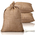 Shappy 10 Pieces Burlap Sand Bag 14" x 26" Empty Sand Bags with Solid Tie Flood Control Bag Water Barrier Sandbag for Flooding Moving House, Store Bags, Tent Sandbags