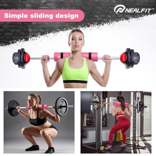 NEALFIT Barbell Pad Squat Pad for Squats—Squat Bar Pad—Great for Weightlifting,Lunges and Hip Thrusts—Foam Sponge Pad—Fit Standard and Olympic Bars Perfectly - color: Pink