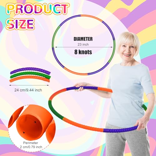 Sratte 6 Pcs Exercise Hoop Detachable Adjustable Plastic Hoops Snap Together Toy Ring Color Playground Toys for Girls and Boys Party Games, Sports, Exercise, Dog Training (28 Inch,Red,Yellow,Blue) - color: Red,yellow,blue, size: 28 Inch