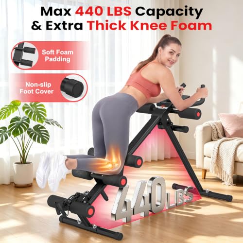 RELIFE REBUILD YOUR LIFE AB Workout Machine Adjustable Ab Trainer Machine Foldable Ab Cruncher Strength Training Equipment for Home Gym, Full Body Workout Equipment 440 LBS - color: Black-1