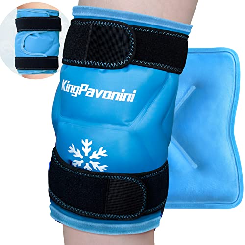 KingPavonini XXL Knee Ice Pack Wrap Around Entire Knee After Surgery, Large Reusable Gel Ice Pack for Injuries, Pain Relief, Swelling, Sports Injuries, 1 Pack (Sky-Blue) - style: Sky-blue
