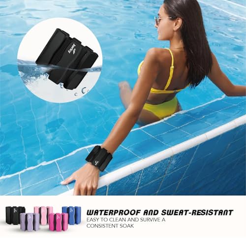 Ankle Wrist Weights for Women Men A Pair of 2lbs/3lbs/4lbs | Adjustable Arm & Leg Weights, Silicone Weighted Bracelet for Pilates Yoga Water Pool Walking Home Fitness Strength Training - color: Black, size: 4lbs Pair (2lb each weight)