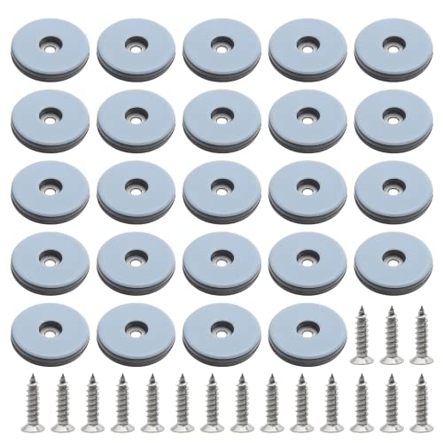 Teflon Furniture Sliders, 1-1/2 Inch Round, Grayish Blue, 24 Pcs | Screw on, Chair Sliders, For Hardwood Floors, For Carpeted Floors, For Tile Floors