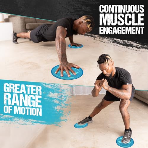 Gliding 9” Sliders for Working Out on Hardwood/Tile Floors, 1 Pair 4 Videos | The Original Exercise Sliders Disc for Full Body Fitness, Pilates, Core, Physical Therapy and Resistance Workouts - color: Blue (Hardwood)