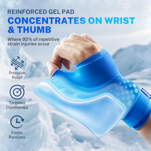Thumb & Wrist Ice Pack Wrap, Thickened Ice Gel Pad, Ergonomic Fit, Long Lasting Cold & Warm for Carpal Tunnel Relief, Arthritis, Computer Overuse Injuries, Post-Surgery, Post-Workout, Size S/M - size: S/M, style: Blue