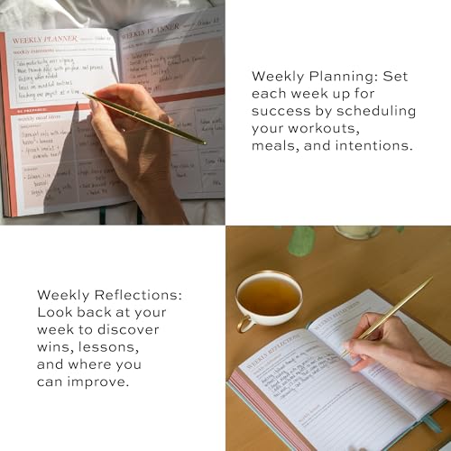 Paper & Progress Wellness Journal – 12-Week Fitness & Self Care Journal for Women | Daily Habit Tracker, Meal Planner, Workout Log, Weekly Reflections & Mindset Coaching Prompts - color: Clay Pink