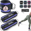 BAGAIL Ankle Straps for Cable Machines (2 Pack), Double D-Ring Ankle Cuffs with Extra Thick Padding, Adjustable Fit for Women & Men Glute Kickbacks, Hip Abductors & Leg Curls, Includes Mesh Bag - color: Purple