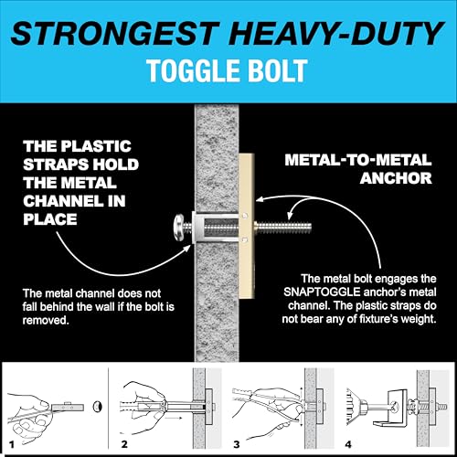TOGGLER SNAPTOGGLE Drywall Anchor with included bolts for 0.25"x2.5" (100 Pieces) - size: 2.5 inches