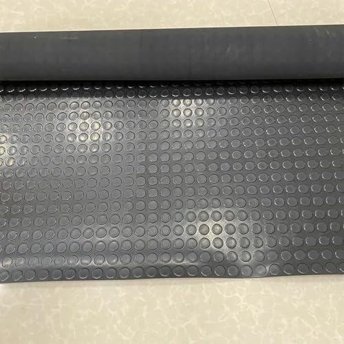 3mm Coin-Grip Rubber Flooring Roll - Easy to Cut Waterproof Anti-Slip Mat, Heavy Duty Floor Protection for Garage, Gym, Stable, Basement, Kennel, 4' x 8' - size: 4 ft x 8 ft x 0.1 in