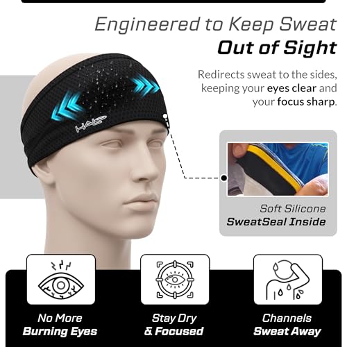 Halo Headband Bandit - 4" Wide Pullover Sweatband Running Headband Men Women Absorbent Soft Comfortable.Channels Sweat Out of Your Eyes Keeps Hair in Place No-Slip - color: Fire