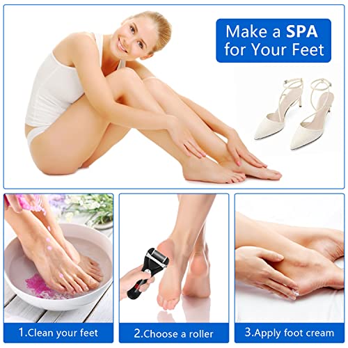 Electric Foot Callus Remover Kit, Elmchee Rechargeable Pedicure Tools Foot Care Feet File with 3 Roller Heads,2 Speed,Battery Display for Remove Cracked Heels Calluses and Dead Skin(Black) - style: Black