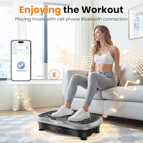 AXV Vibration Plate Fitness Platform Exercise Machine Vibrating Shaking Full Body Shaker Workout Vibrate Stand Shake Board Sport for Weight Loss Fat Burner for Gym Home Office - color: BT.PRO.SILVER