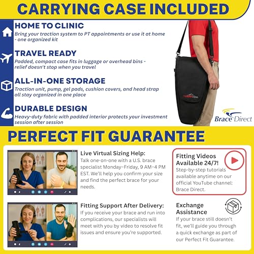 Brace Direct Therahab Professional Cervical Traction Device & Neck Stretcher E0849 with Gel Pack - Home Hot Cold Therapy Cervical Decompression System with Accessory Bag - style: Classic