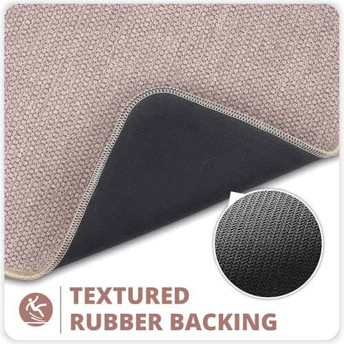 Bath Mat,Ultra Thin Bathroom Runner Rugs,Large Bath Mats for Bathroom,Quick Dry,Non-Slip,Machine Washable,Low Pile,Bath Rug,Shower Outside,Sink,Home Decor Accessories.Beige,1'5"x2'11"（17x35inch） - color: Beige, size: 1'5" X 2'11" (Runner)