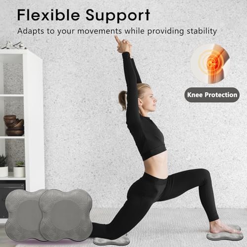 2 Pack Yoga Knee Pads Mat Set - Extra Thick Foam Kneeling Pad Cushion for Knees, Elbows, Wrists, Head - Yoga Essentials for Women Men, Non-Slip Pilates, Meditation, Floor Workouts - color: grey