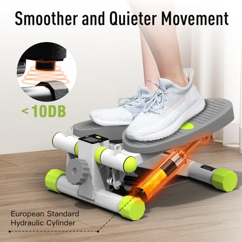 HARISON Mini Stepper with LCD Monitor, 330 LB Capacity for Home Cardio | Compact Stair Training Machine With Quiet Hydraulic Resistance, Portable Design For Under Desk Workouts & Small Spaces - color: White