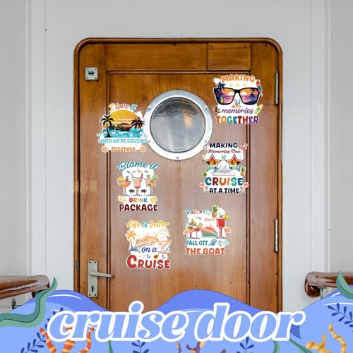 Family Cruise Door Decorations Magnetic - Wxiben 6PCS Vintage Hawaii Cruise Door Ship Decorations Magnets Glasses Palm Tree Sunset Drink Cruise Door Magnets for Family Vacation Carnival Cabin Decor - style: Vintage Family