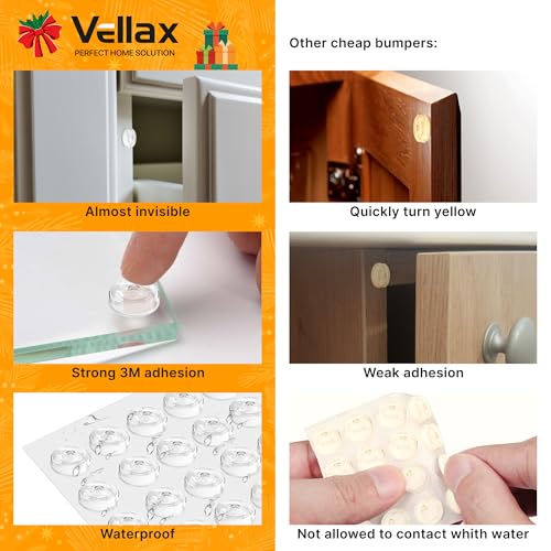 256 Self Adhesive Cabinet Door Bumpers – Sticky Clear Silicone Rubber Pads for Furniture Drawers, Kitchen Cabinets, Decor, Wall Protection – Vellax - size: 256 Pcs