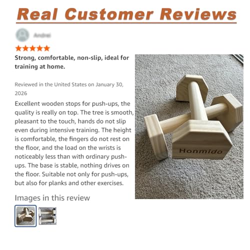 Wooden Parallettes 2 PCS Push Up Stand For Floor Calisthenics Bars Home, Handles Handstand Blocks Beech & Pine Wood Pushup Non-Slip Base Parallel Exercise Equipment For MenTrainers - color: PINE WOOD