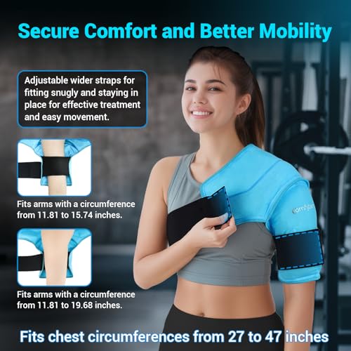 Comfytemp Shoulder Ice Pack Wrap for Injuries Reusable Gel, Physical Rotator Cuff Cold Therapy Arm Shoulder Sleeve for Pain Relief, Fracture, Arthritis, Surgery, Recovery (S/M) - color: Blue - 1 Gel Pack
