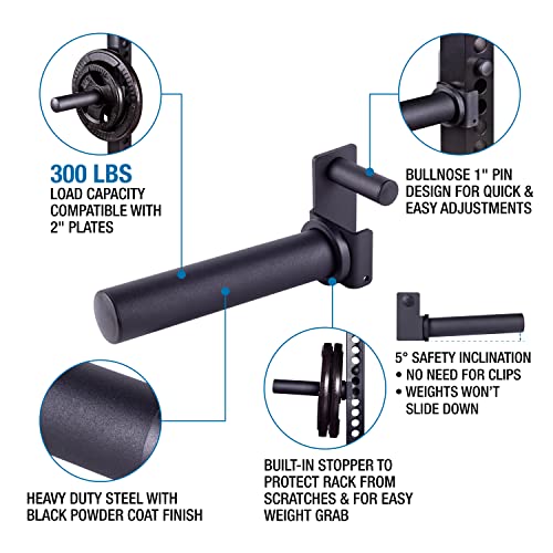 AmStaff Fitness Olympic Weight Plate Holder for Power & Squat Racks – Fits 2x2, 2.33x2.33, 3x3 Inch Tubes, 1" Hole – Storage Horns for Weight Plates on Power Rack – Pair - style: 2.33"x2.33" Tube Racks