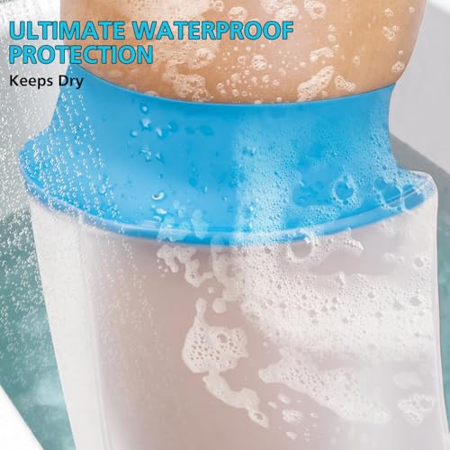 Asunby Waterproof Cast Cover for Shower Ankle, Foot Wound Protector Bath Adult Watertight Cast Bag Showering for Surgery,Ankle, Burns Reusable - size: Adult Leg-Short