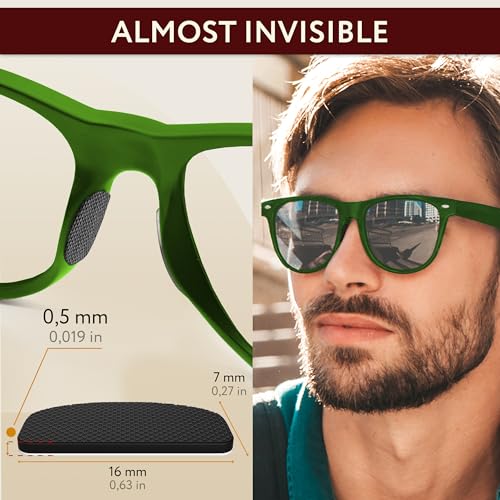 Nose Pads for Glasses Anti Slip - 0.5 mm Eye Glasses Nose Pads Non Slip - 6 Pairs Glasses Stoppers Nose Grip - Eyeglasses Nose Grips (Black Black Strap) - color: Black Black