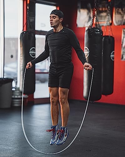 BOXROPE, A Jump Rope Made For Boxing, Tangle-Free, 15% Heavier Than A Normal PVC Rope, Boxer Jump Rope, Adjustable, Includes Grip Tapes For More Grip, Skipping Rope for Boxers, Premium Quality - color: Grey (Up to 6'2ft)