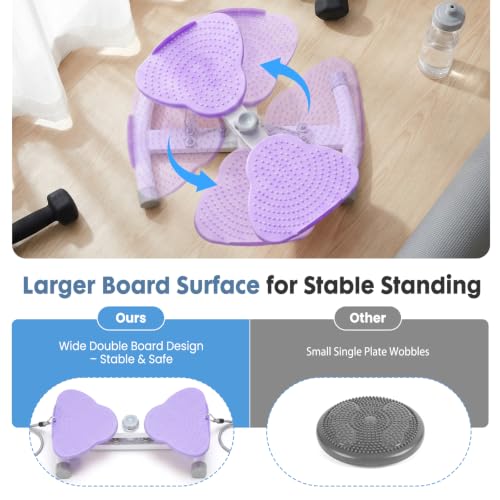 DUMOS Waist Twister Machine Exercise, Ab Twister Board, 300 lbs Capacity, Noiseless Fitness Tool for Core & Belly Fat Workout, Anti-Slip Home Gym Equipment - color: Purple & Grey