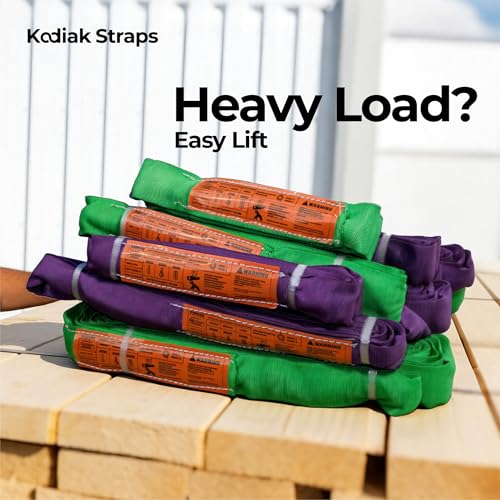 Endless Round Sling Lifting Strap- 8 Feet x 2600 lbs Vertical Capacity - Polyester Lifting Sling Strap, Heavy Duty for Rigging Moving Towing Hoisting- (1Pack)- Kodiak Straps - color: PURPLE, size: 2600LBS x 8FT