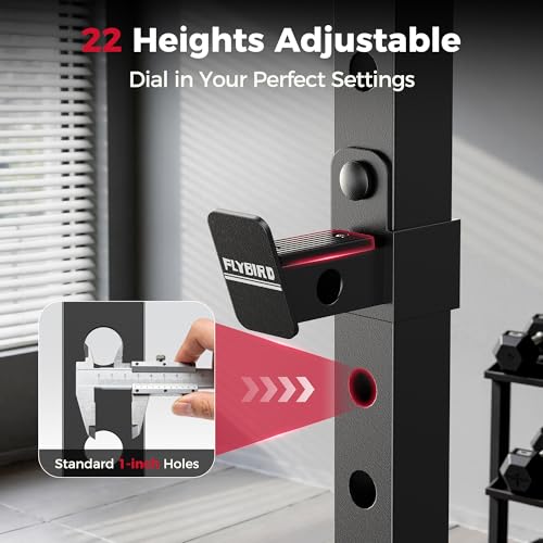 FLYBIRD SR1 Squat Rack with Pull-Up Bar, Adjustable Multi-Functional Power Rack, Inner Width Squat Rack Stand Suitable for 6FT,7FT Barbell for Home Gym Equipment - color: Grey with Bench