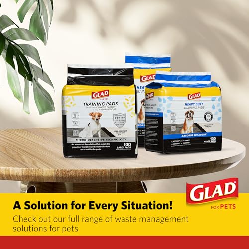Glad for Pets Activated Carbon Dog Training Pads with Anti-Microbial Technology, Odor Eliminator Pee Mats for Dogs, 6-Layer Leak-Proof Heavy Duty Indoor Puppy Potty Pads, 23 x 23 Inches, 30 Ct - 6 Pk - size: 30 Count (Pack of 6)