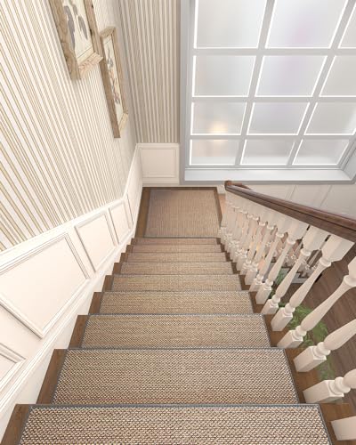 PADOOR Non Slip Stair-Treads Matching-Mat for Wooden Steps, Square Rubber Backing Non Slip Stair Landing Mat 30x30 inch - size: 30''x30'', style: Light Gray