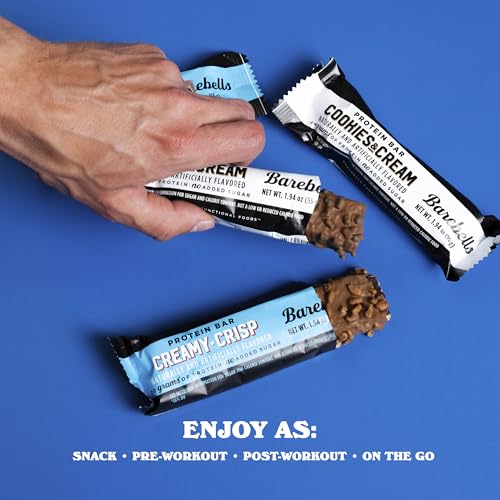 Barebells Protein Bars Combo Pack – 12 Creamy Crisp & 12 Cookies & Cream (24 bars total) – High Protein Snacks with 20g Protein & No Added Sugar – On-the-Go Breakfast or Post-Workout Treat - size: 12 Count (Pack of 2)