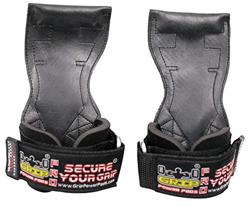 Lifting Grips PRO Weight Gloves Heavy Duty Barbell Gymnastics Straps Alternative to Power Hooks Deadlifts Adjustable Neoprene Padded Wrist Wrap - color: Black Rubber, size: Large 7.50"-8.50" Wrist Size