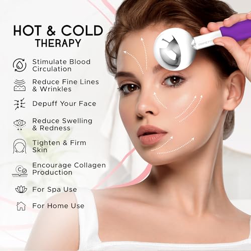 Ice Globes for Facials, Unbreakable Steel Cooling Roller, Cryo Sticks for Face, Massager for Face, Neck & Eyes, Skin Care for Dark Circles, Puffiness, Wrinkles, Collagen Production (Purple) - color: Purple