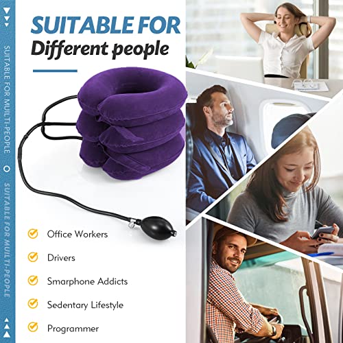 Jaximy Neck Stretcher for Neck Pain Relief, Cervical Traction Device, Neck Traction Device, Adjustable Inflatable Neck Brace & Cervical Neck Traction Device Home Use Decompression(Purple) - color: Purple