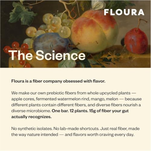 Floura Raspberry Rose Fruit-Forward Fiber Bars– High Fiber, Vegan, Gluten & Dairy Free, Low Calorie Healthy Snack Bars with Upcycled Produce for Gut Health [12 Pack] - size: 12 Pack