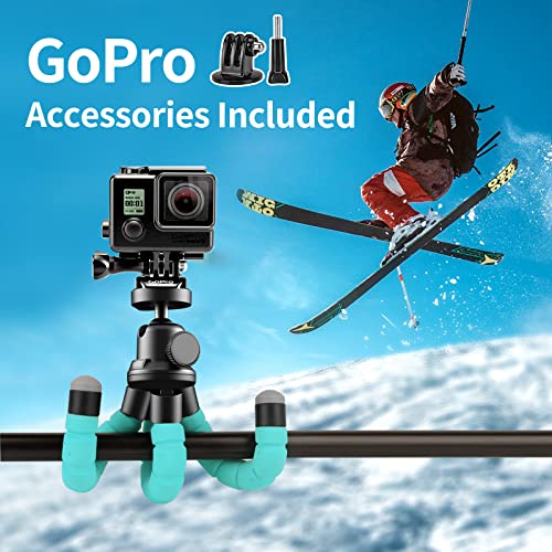 Aureday Phone Tripod, Flexible Tripod for iPhone and Android, Portable with Wireless Remote and Clip for Video Recording/Vlogging/Selfie (Blue) - color: Blue