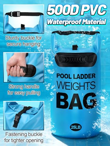 Pool Ladder Weights for Above Ground Pool - 2 Pack 25lb Fillable Sand Bags for Pool Steps, Heavy Duty Waterproof Pools Ladder Stabilizer Anchor Bags - size: 25 LB