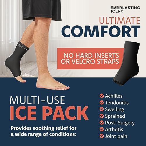 Ankle Compression Sleeve for Achilles Tendonitis Relief, Ankle Ice Pack Wrap, Foot Brace Sprained Ankle Support for Women and Men, Freeze Cold Packs for Plantar Fasciitis - style: L-XL