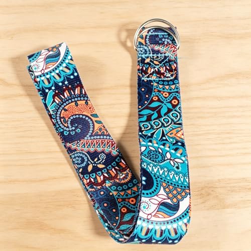 1Pcs Mandala Print Yoga Strap, 6ft Adjustable Stretch Belt with D-Ring, Polyester Fitness Band for Stretching, Pilates, Gym, Back Training and Physical Therapy