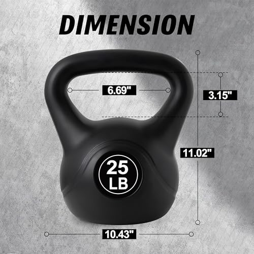 ALTLER Vinyl Plastic Concrete Kettlebell 10-50LBS Safe Strength Training Kettlebell Anti-Slip Grip Weight for Home Workouts and Men/Women/Beginners - size: 25LB