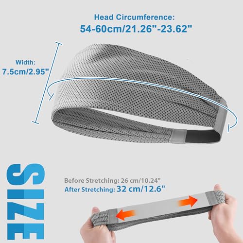 Sukeen Cooling Sports Headbands for Men: Instant Cooling Moisture Wicking Sweatbands Non-Slip Elastic Mens Headband Gym - color: Black/Black/Dark Gray/Gray, 4 pack