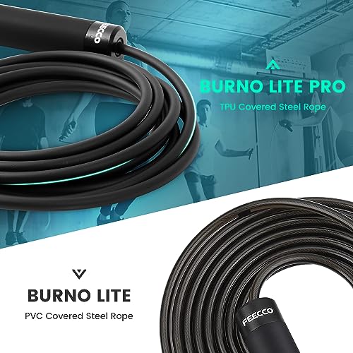 FEECCO 1/2 lb Weighted Jump Rope for Boxing, Cardio, Crossfit Workout, 8~11ft Range Adjustable Length Steel Ropes with Ball Bearings and Metal Handles, Suitable for Men and Women - color: 10' TPU Rope for 5'10"~6'3"