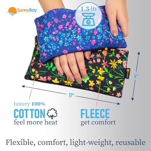 SunnyBay Small Microwave Heating Pad, Microwavable Versatile Cold/Heated Neck and Shoulder Wrap for Back Pain and More, Moist Heat Cotton-Fleece Pad, 6x11 Inches, Lilac and Green Flowers, Pack of 2 - color: Pack of 2 - Lilac and Green Flowers