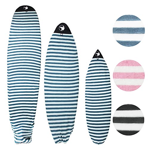 Surf Squared Surfboard Sock Cover and Paddleboard Cover - Lightweight Stretch Protective Surfboard Bag - Surfing Accessories - Shortboard, Longboard, Hybrid, Wakesurf, Standup Paddleboard SUP - color: Aqua, size: 7'6" Hybrid