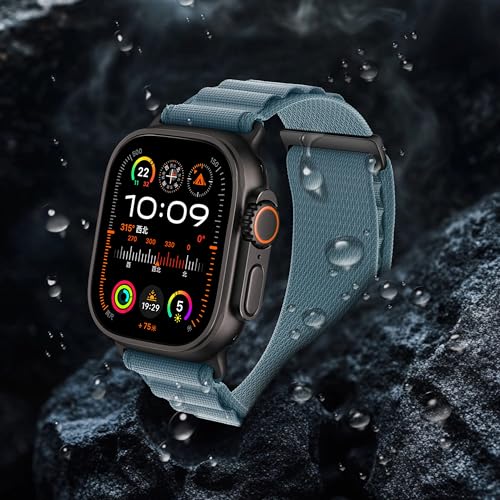 Alpine Nylon Sport Bands Compatible with Apple Watch Ultra Band 49mm 46mm 45mm 44mm 42mm Men Women, Stretch Loop Strap with D-Hook for iWatch Series 10 Ultra SE 9 8 7 6 5 4 3 2 1 (B-Light Blue, 49mm/46mm/45mm/44mm/42mm(Series 3)) - color: B-Light Blue, si