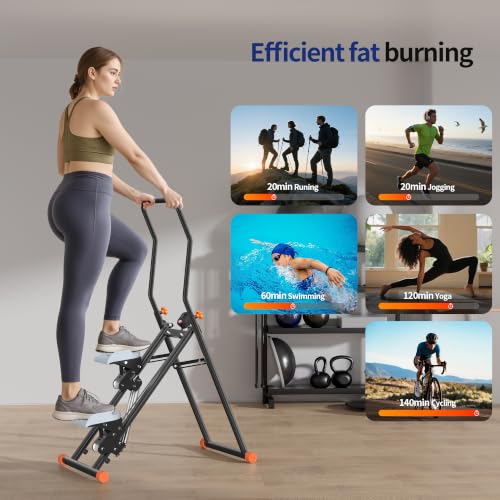 RYGEO Stair Steppers with Resistance at Home Gym, Folding Vertical Climber Cardio Exercise Machine, Stair Climber for Full Body Workout with LED Display
