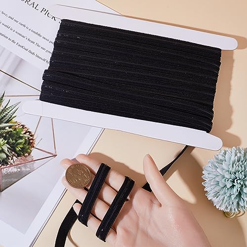 GORGECRAFT 10 Yards 10mm Wide Non-Slip Elastic Ribbon Silicone Elastic Gripper Band Stretch Rubbers Elastic Belt for DIY Garment Sewing Crafts Sports Shorts Accessories, Black
